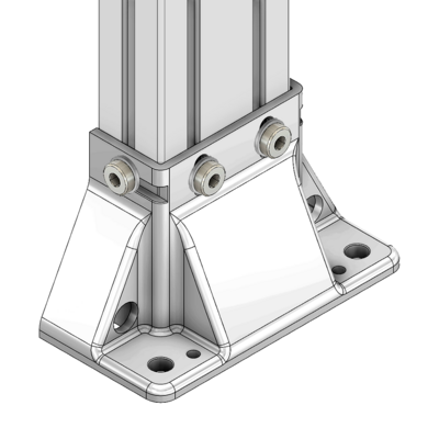 33-45903S-7SS MODULAR SOLUTIONS MOUNTING FOOT 3 SIDED FOR 45 X 90 WITH S.S. HARDWARE PARTICALLY ENCLOSED AND SHORT